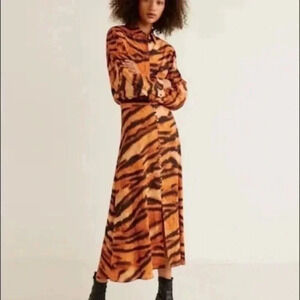Mango Tiger Print Midi Huna dress